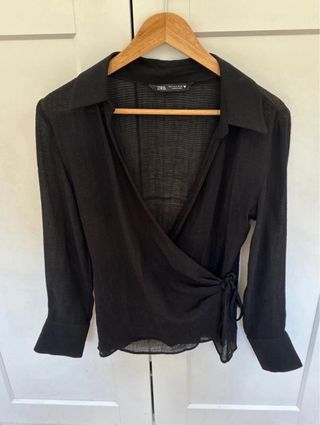 Zara camisa negra blusa