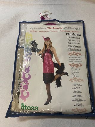 Disfraz mujer charlestón rosa-negro