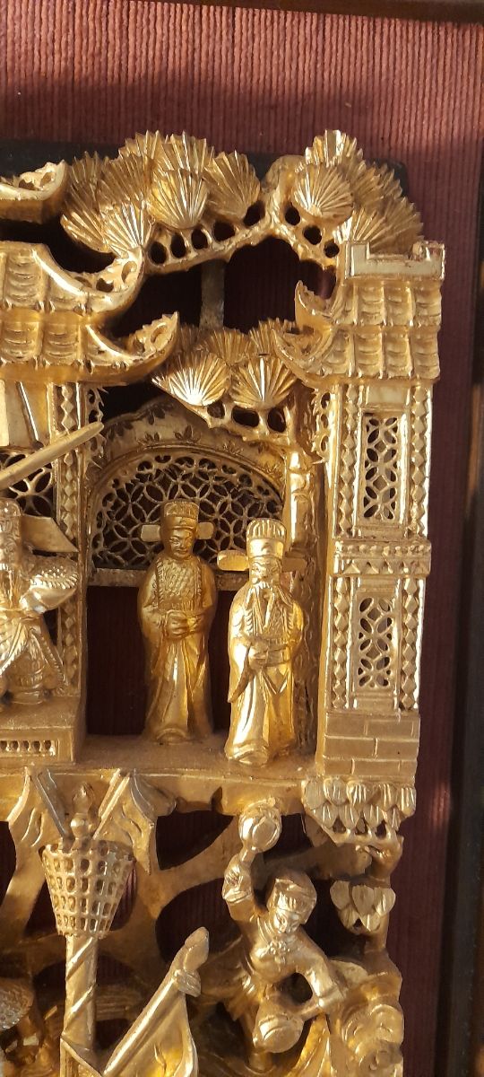 Cuadros chinos historia en relieve data del 1800