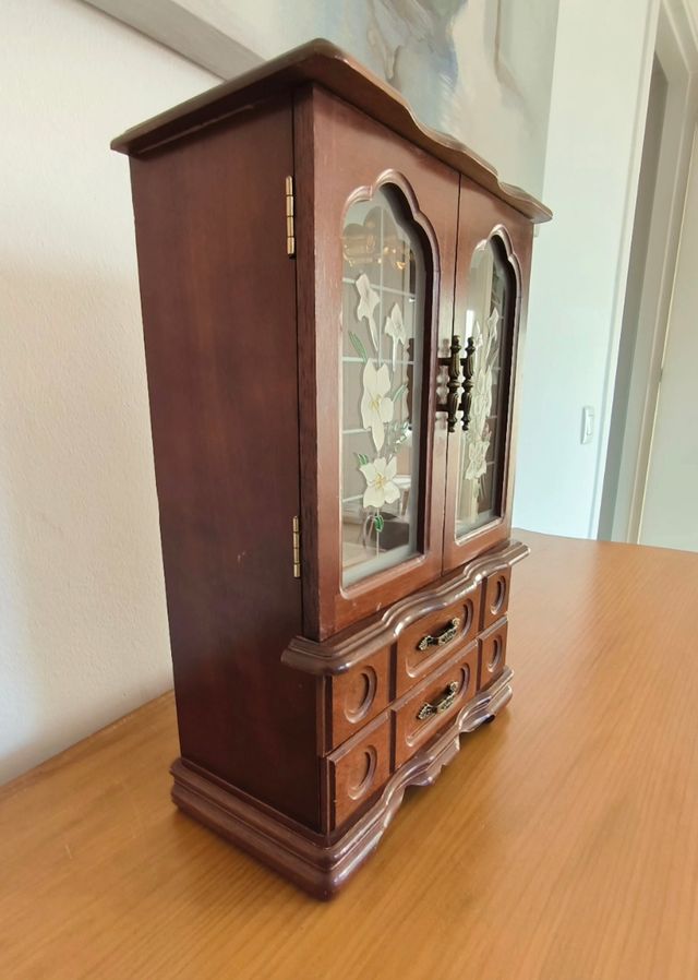 Joyero sobremesa madera con música