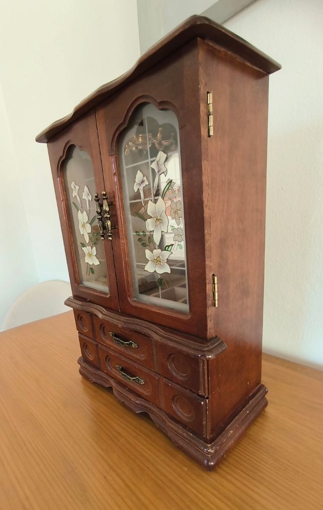 Joyero sobremesa madera con música