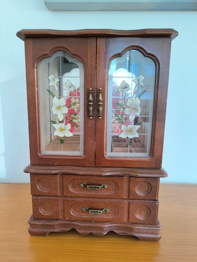 Joyero sobremesa madera con música