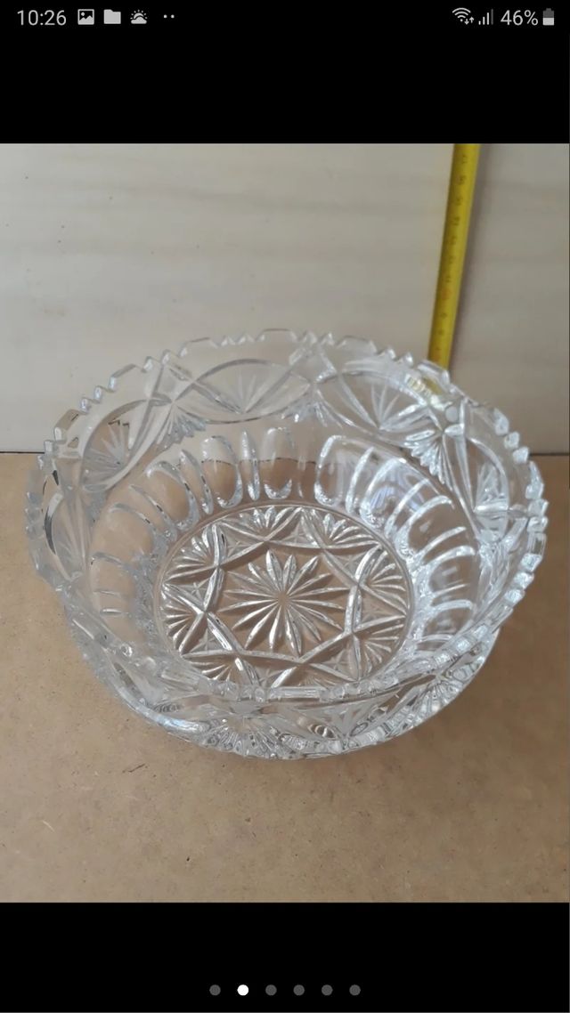 Antiguo centro mesa cristal tallado