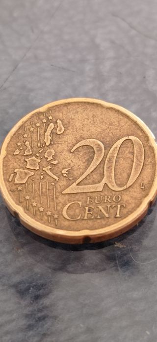 A115 - Error , 20 Céntimos España 1999 .