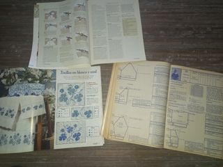Punto cruz y tricotar. 8 revistas/libros. Vintage