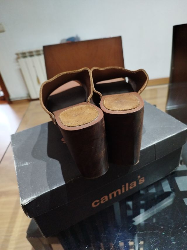 Sandalias tacón de madera