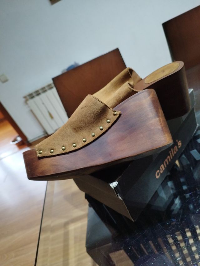 Sandalias tacón de madera