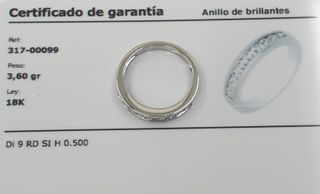 ALIANZA DE BRILLANTES EN ORO DE 18 K