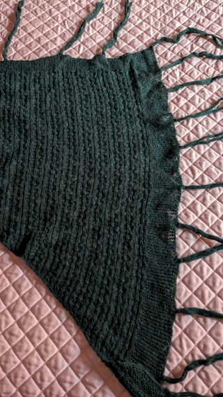 Scialle con frange di colore verde