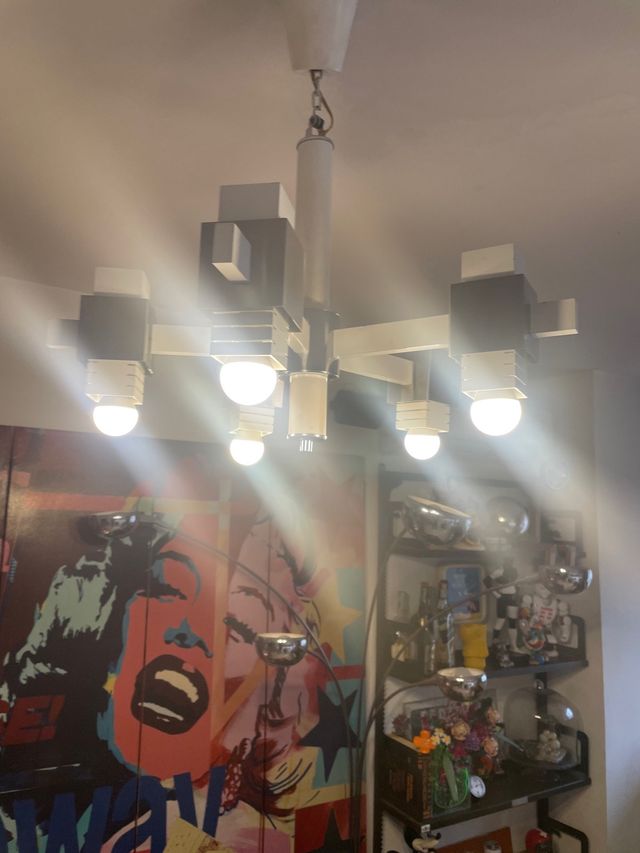 LAMPADARIO VINTAGE STILE SCIOLARI SPACE AGE DESIGN