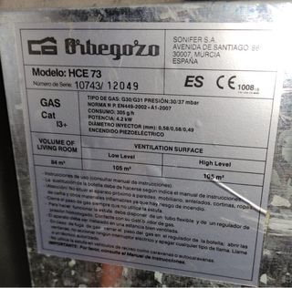 Estufa de gas Orbegozo HCE 73