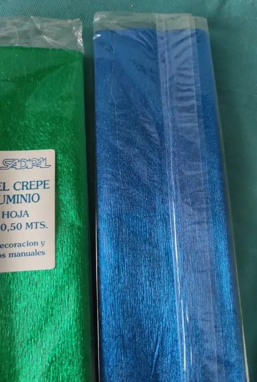 LOTE 3 PAPEL CREPÉ ALUMINIO ( Azul, Verde y Plata)