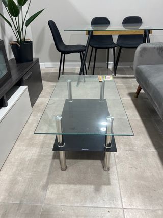 Mesa de centro de cristal templado transparente