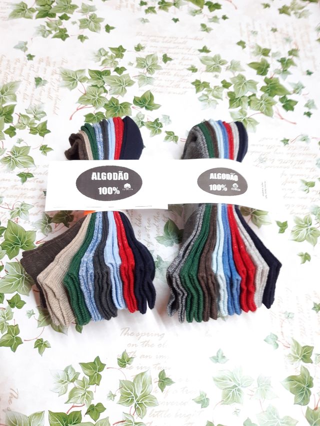 16 pares de meias em algodão 100%