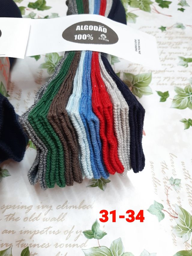 16 pares de meias em algodão 100%