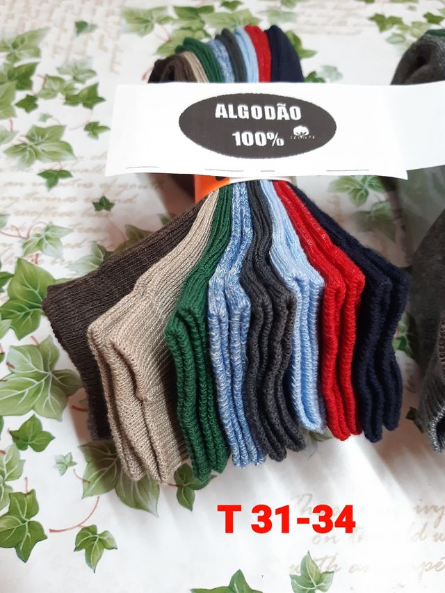 16 pares de meias em algodão 100%