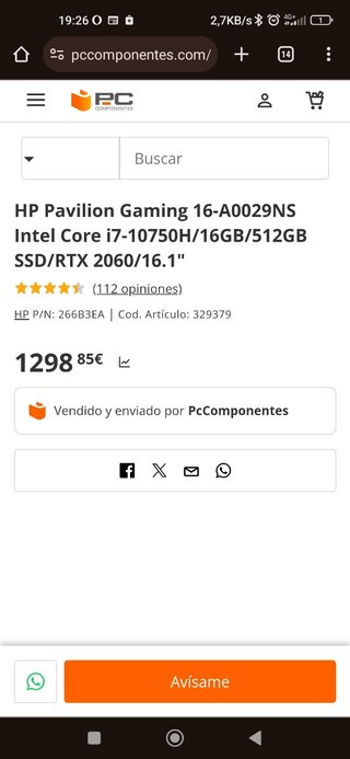 Portátil gamer HP Pavilion i7/RTX2060
