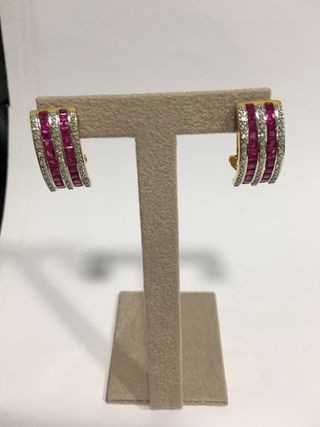 pendientes oro con brillantes y rubis