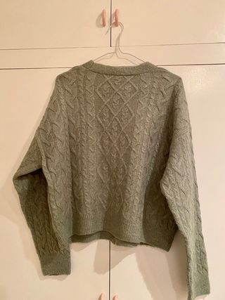 Cardigan Zara de punto, color azul turquesa