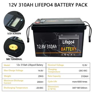 Bat 12v a 48v - 310ah y BMS