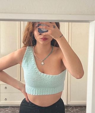 Top Corto Monospalla All'Uncinetto Crochet