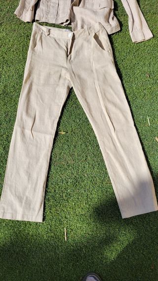 zara hombre Abrigo Sport Lino Beige + pantalones