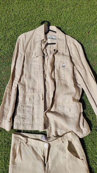 zara hombre Abrigo Sport Lino Beige + pantalones