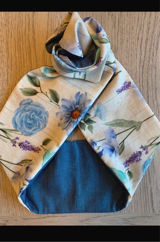 Fascia turbante modellabile fiori azzurro