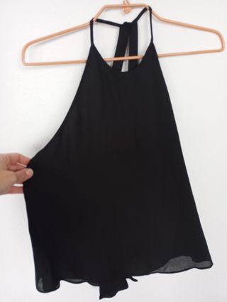 CAMISETA NEGRA CUELLO HALTER T.XS TRF