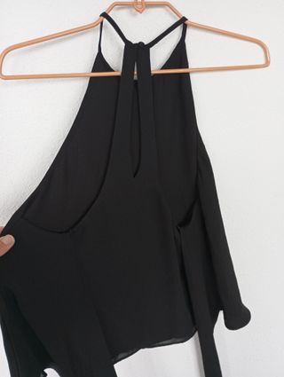 CAMISETA NEGRA CUELLO HALTER T.XS TRF