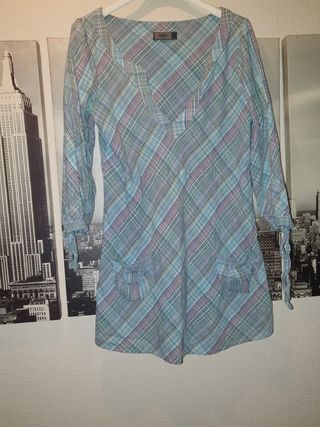 Camisa s estampado de cuadrado en tonos y de azul