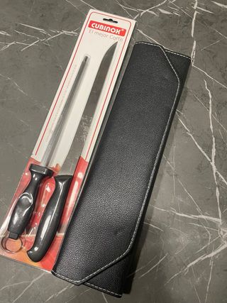 cuchillos jamonero con funda y afilador