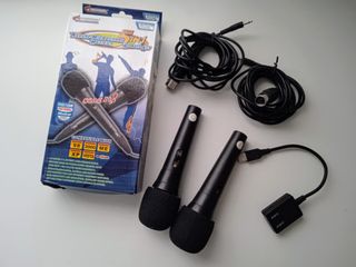 Set 2 micrófonos karaoke USB WII PSP PC
