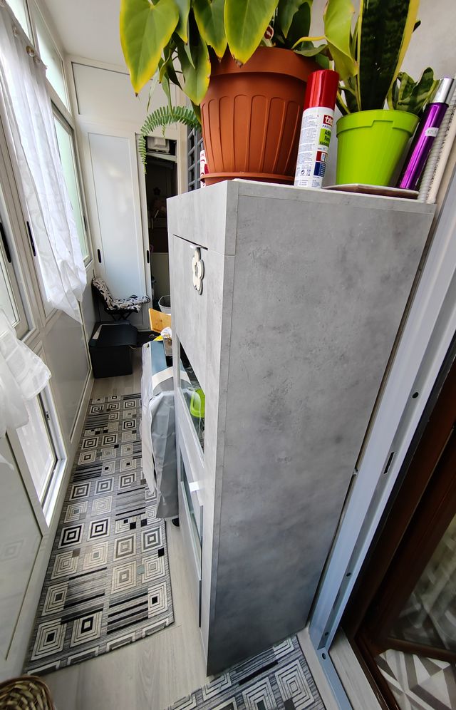 Armadietto vetrato Marmorato, Grigio, Doppia Anta