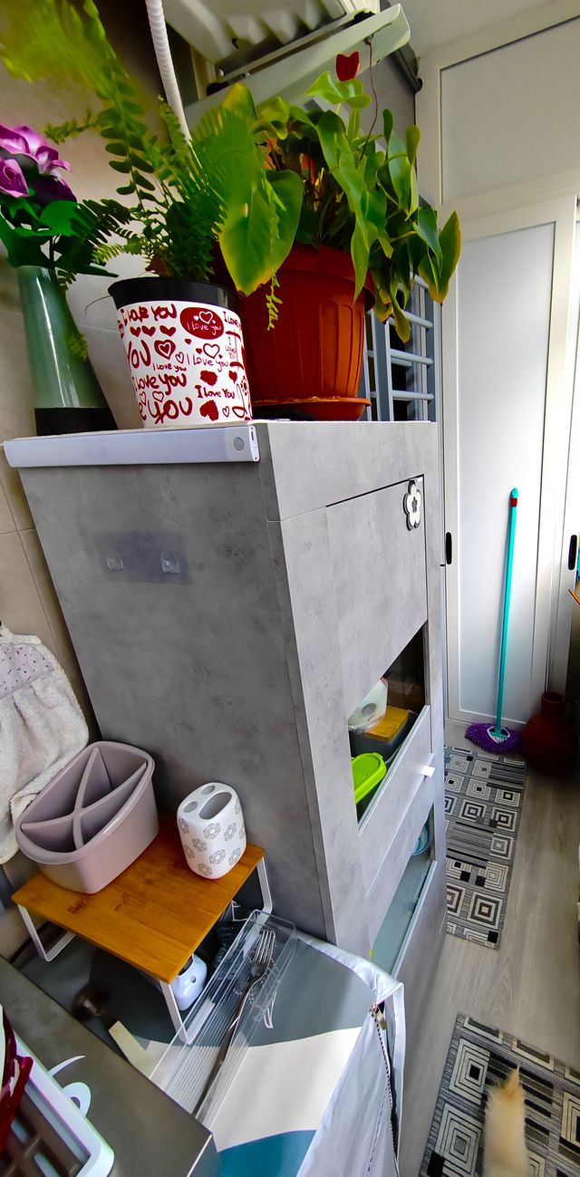 Armadietto vetrato Marmorato, Grigio, Doppia Anta