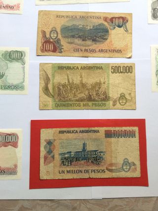 Lote 10 Billetes ARGENTINA de 1 a 1 Millón Pesos