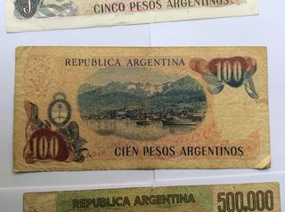 Lote 10 Billetes ARGENTINA de 1 a 1 Millón Pesos