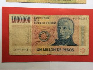 Lote 10 Billetes ARGENTINA de 1 a 1 Millón Pesos