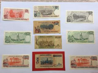 Lote 10 Billetes ARGENTINA de 1 a 1 Millón Pesos