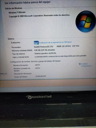 Portátil packard bell 