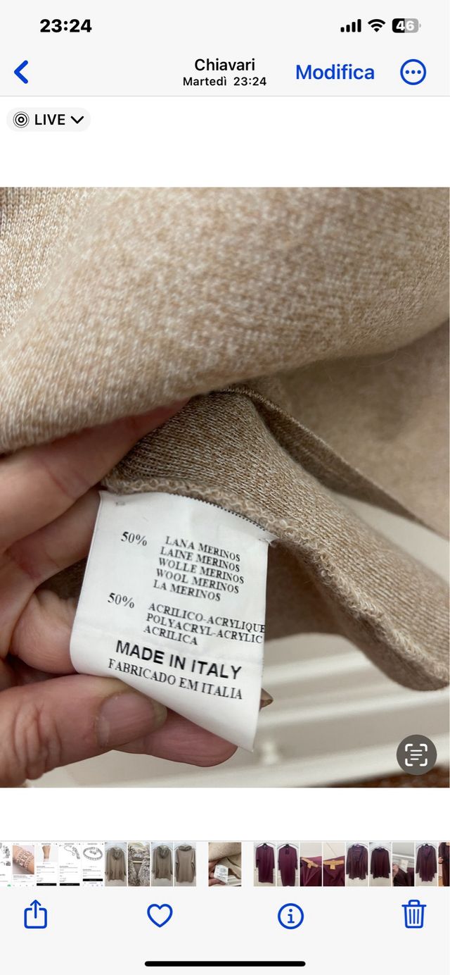 cardigan lana cotta beige con ecopelliccia tg 44