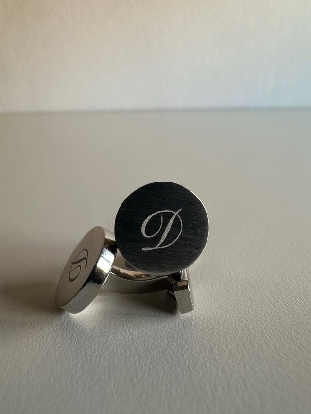 Gemelli in acciaio inossidabile con lettera D incisa