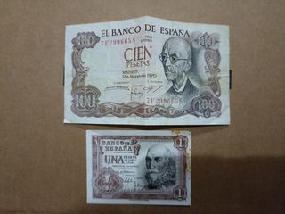 Billetes de 100 y 1 pesetas, se escuchan ofertas
