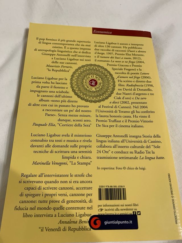 Libro Ligabue “la vita non è in rima”