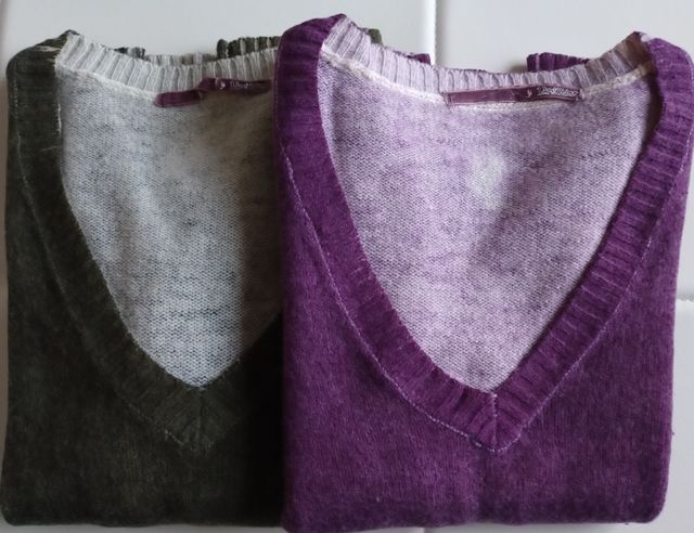 MAGLIONI SCOLLO V FUCSIA E VERDE