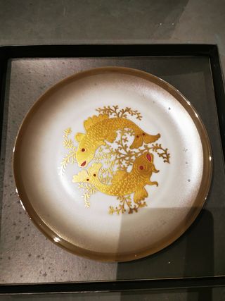 Piatto porcellana decorato oro 24k