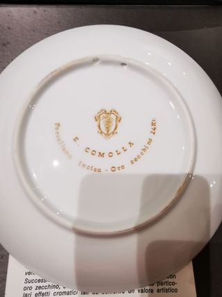 Piatto porcellana decorato oro 24k