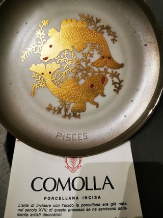 Piatto porcellana decorato oro 24k