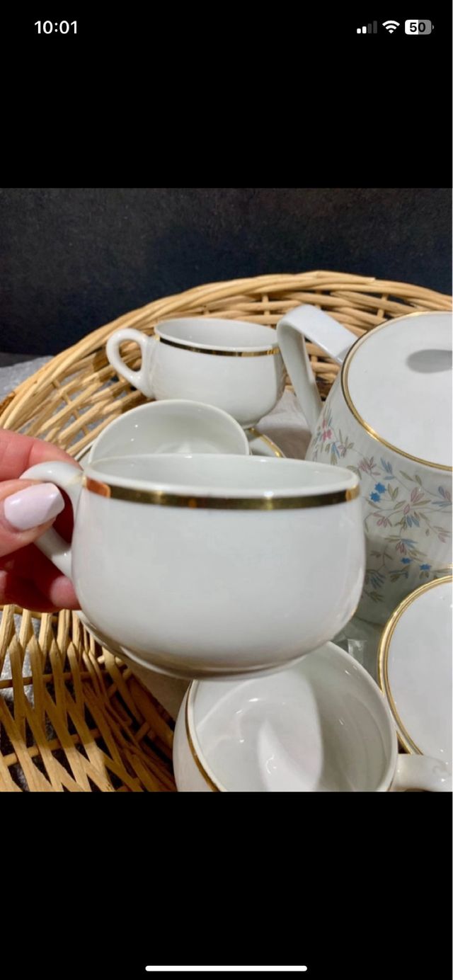 servizio da tè 🫖☕️ in porcellana e oro