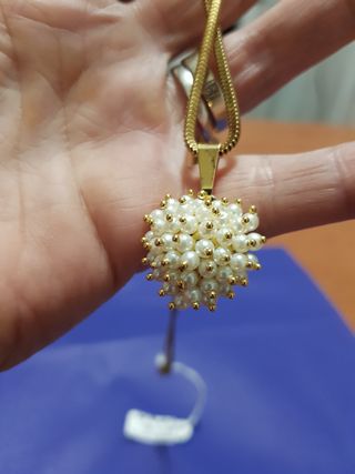 Collana argento laminato ciondolo perle